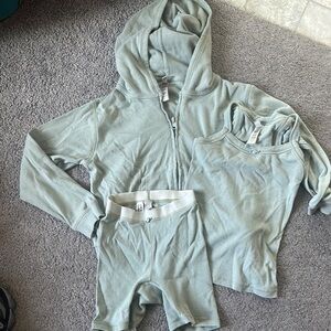 Mint Green Hoodie, Tank, and Shorts Set skims girl size